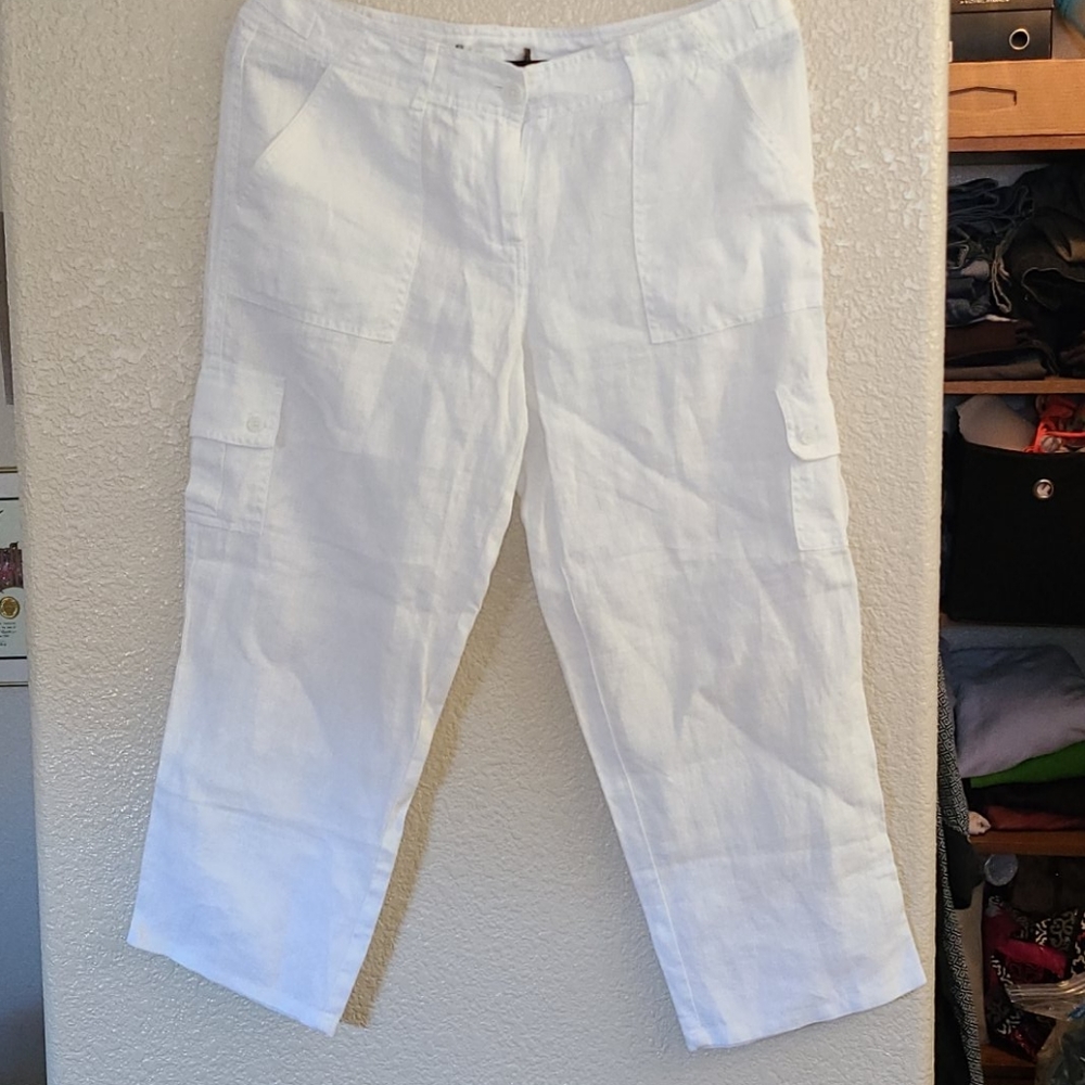 White linen pants